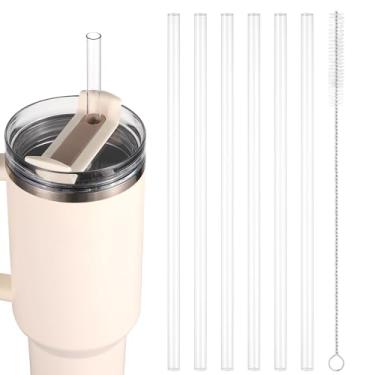 Imagem de 6 canudos reutilizáveis para YETI 1,190 g, 992 g, 737 g, 740 ml, copo de canudo e pincel, para Stanley 850 g substituição com limpador para smoothies, shakes, bebidas congeladas, sucos de chá