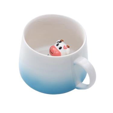Imagem de HS&ROXIN Caneca fofa de vaca azul 340 g 3D estatueta de animal dentro caneca feita à mão novidade xícara de café cerâmica presente de aniversário para crianças, meninos, meninas, homens, mulheres