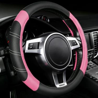 Imagem de NBTEPEM Capa de volante de carro, capas de volante esportivo de couro de microfibra de 36,8 a 38 cm, ajuste universal para a maioria dos carros, caminhões, SUV, Jeep, antiderrapante, seguro, macio