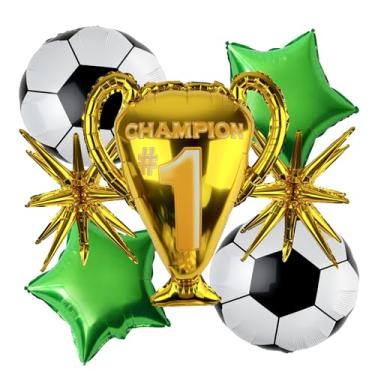 Imagem de Conjunto de balões de futebol, 7 peças de decorações de balões de festa de aniversário com tema de futebol para celebração esportiva infantil