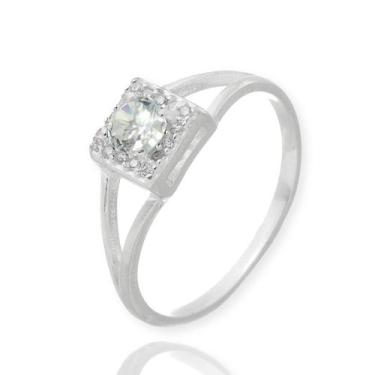 Imagem de Anel Feminino Formatura Debutante Pedra Zirconia Azul Prata - Lojas La