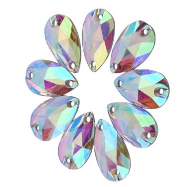 Imagem de Naroote Elegante Resina Flatback Costura Strass Buracos Duplos Artesanato Decoração para Diy Ornamentos Scrapbook, 200 Peças na Cor Branca ab (Cor AB)