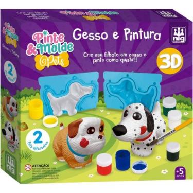 Imagem de Brinquedo para Colorir Pinte e Molde PETS com Gesso, Moldes e Tintas -