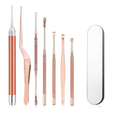 Imagem de Kit Limpador de Ouvido Orelha 7 Pinças Cureta Lanterna Com Estojo em Aço Inox Remove Tira Cera Sujeira Profunda Com Lanterna Conjunto Profissional - Palaziun
