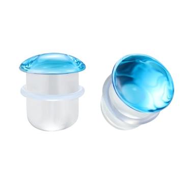 Imagem de BodyAce 1 par de kit de alongamento de orelha de vidro, calibres de alargamento único para tampões de orelha e anéis de borracha 8G - 2,5 cm Expansor de brinco alongador piercing joia corporal [azul