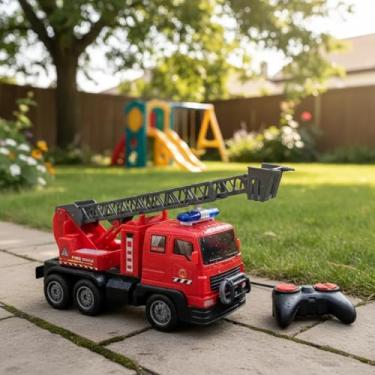 Imagem de Caminhão de Bombeiro com Controle Remoto Brinquedo Infantil Interativo Resgate Unisex