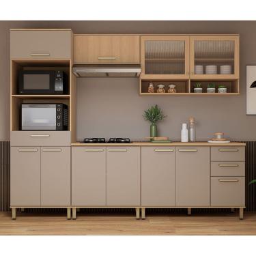 Imagem de Cozinha Compacta 100 MDF 5 Peças Com Tampo e Espaço Forno e Micro-ondas 270cm Duna Luciane Móveis