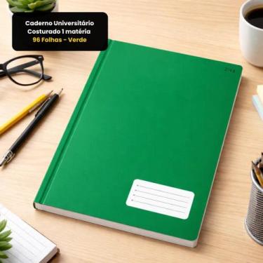 Imagem de Caderno Universitário Costurado 1 matéria 96 Folhas - Verde - ANIMATIV