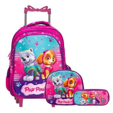 Imagem de Kit Mochila Escolar Infantil Patrulha Canina Rodinha Rosa - TOYS 2U