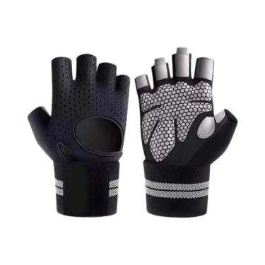 Imagem de Luvas De Academia Unissex Meio Dedo Com Suporte De Punho Para Exercíci