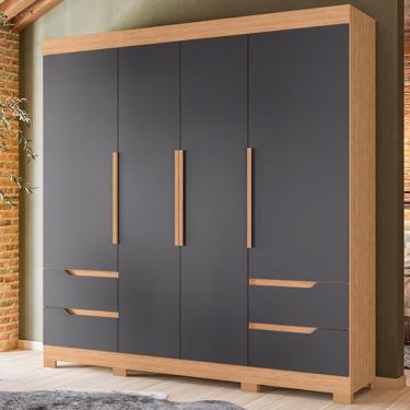 Imagem de Guarda Roupa Casal França 4 Portas 4 Gavetas MDP Freijó-Titanium Casa H