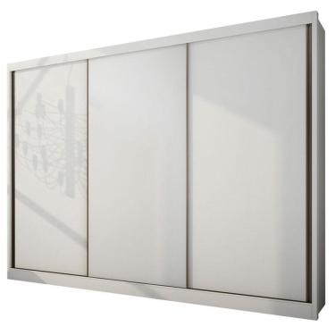 Imagem de Guarda Roupa Casal Londres 3 Portas de Correr 8 Gavetas MDF Neve Móveis Novo Horizonte