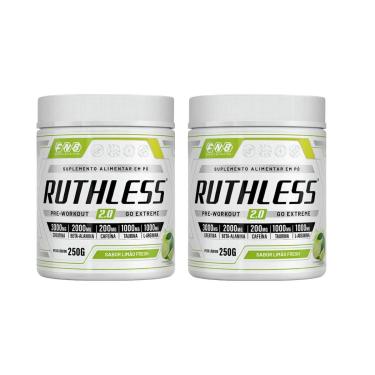 Imagem de Kit 2 Ruthless 2.0 Pré-treino Sabor Limão 2x250g FNB Sport Nutrition-Unissex