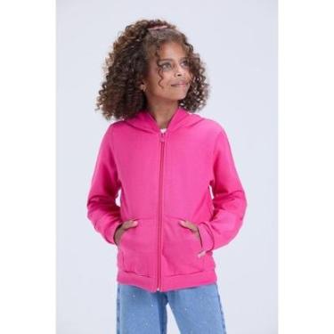 Imagem de Jaqueta Infantil Unissex de Inverno Moletom Liso com Capuz-Feminino