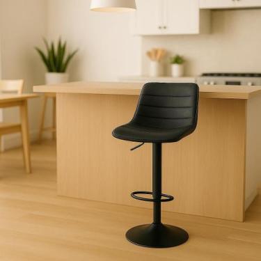 Imagem de Banqueta Alta Estofado Com Encosto Alto Giratória Para Cozinha Barbace