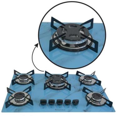 Imagem de Fogão Cooktop Chapa 5bocas Tripla Chama 127/220v Marmorizado - Chamala