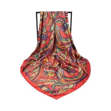 Imagem de Lenço Hijab De Seda Quadrado Para Mulheres, Xale Liso, Faixa De Cabeça