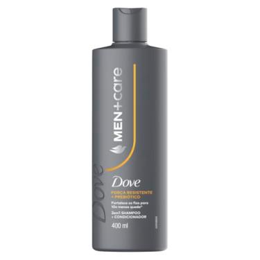 Imagem de Dove Shampoo 2 Em 1 Cafeína Fortificante Mais Cálcio Men+Care Força Resistente Frasco 400Ml