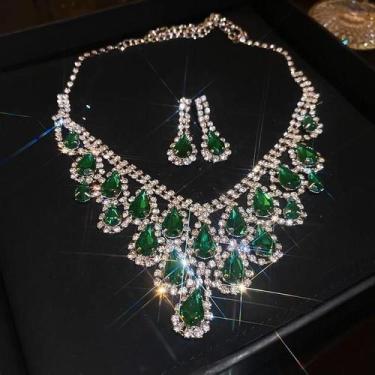Imagem de Conjunto De Joias De Moda Feminina Com Strass 3 Peças Colares Com Ping