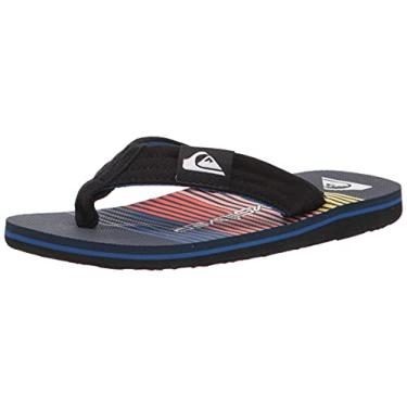 Imagem de Quiksilver Chinelo infantil Molokai Layback juvenil unissex, Preto/Amarelo, 11 Little Kid