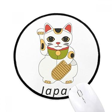 Imagem de DIYthinker Tapete de rato de gato da sorte da cultura japonesa local desktop escritório tapete redondo para computador
