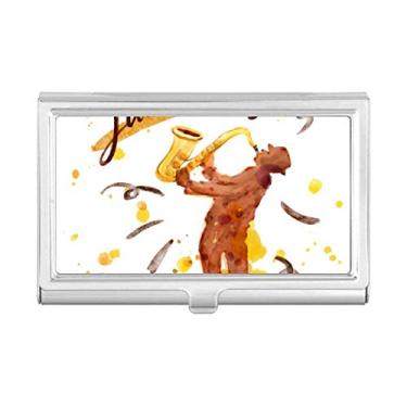 Imagem de Music Sax Instruments Carteira de bolso com estampa de aquarela, porta-cartões