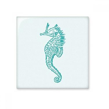 Imagem de Azulejo de cerâmica com padrão azul de hipopótamo da vida marinha brilhante decalque de tijolos vitrificados