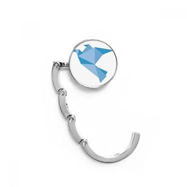 Imagem de Gancho de mesa com padrão de pombo azul abstrato origami fecho decorativo dobrável cabide