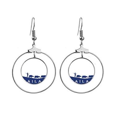 Imagem de Brincos Cultura Alfândega Reino da Tailândia Pingente Joia Círculo Drop