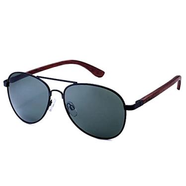 Imagem de Óculos de Sol Masculino Aviador HU WOOD Hastes de Madeira Polarizado com Proteção UV400 (C2)
