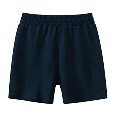 Imagem de Shorts de verão para meninos de cor sólida casual moda para roupas infantis shorts para meninos (azul escuro, 3-4 anos)