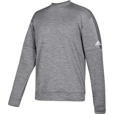 Imagem de adidas Camiseta masculina atlética Team Issue Crew Fleece, cinza dois melange/branco, médio