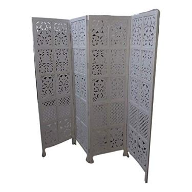 Imagem de Biombo Indiano/madeira Maciça 2mt/ Branco