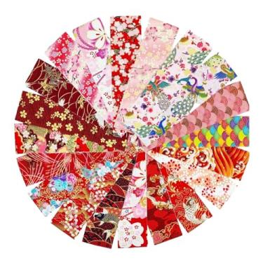 Imagem de rockible 20x tiras de rolo de gelatina de tecido acolchoado, estilos japoneses multiuso duráveis, algodão engrossado para roupas, roupas de retalhos, a