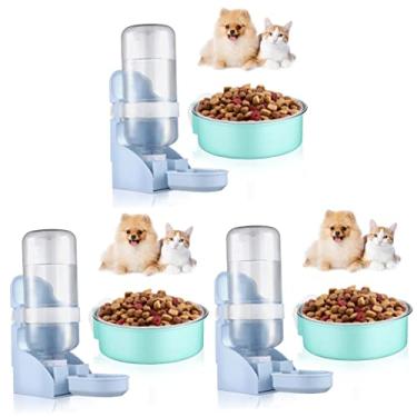 Imagem de 3 Partidas Grupo De Alimentação Removível Garrafa De Água De Animais Pequenos Garrafa De Água De Porquinho Da Índia Gaiola De Cachorro Aço Inoxidável Tigela De Comida De Gato