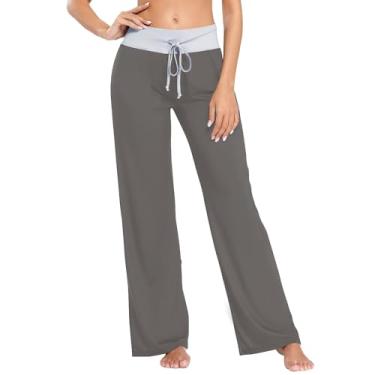 Imagem de CHIFIGNO Calça de pijama feminina confortável casual com cordão e calça, Ferro cinza, GG