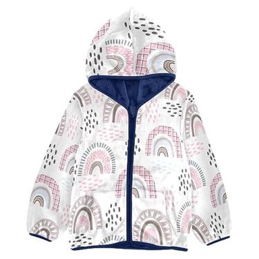 Imagem de KLL Arco-íris e nuvens meninas forrado de sherpa jaquetas para meninos meninos azul marinho roupas de bebê menina 3T, Arco-íris e nuvens, 9-10 Years