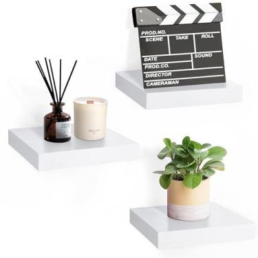 Imagem de Sorbus Prateleira quadrada flutuante para parede - 3 prateleiras pequenas com suportes de montagem invisíveis para decoração de sala de estar, quarto, decoração de banheiro, casa e cozinha -