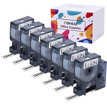 Imagem de Hehua Pacote com 7 fitas adesivas 45013 compatíveis com refis de etiquetadora Dymo D1 S0720530 1/2 pol. x 23 pés preto sobre branco para Dymo Label Manager 160 280 450 210D 360D 420P 260P 450D