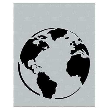 Imagem de Stencil1 Earth Stencil|Globe Stencil 21,6 x 28 cm para pintura em camisetas, tela, parede, madeira e decoração de casa | Decalques de parede - reutilizáveis