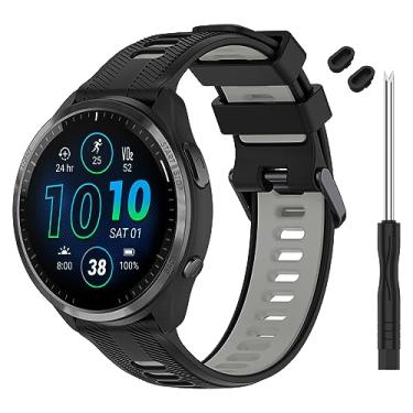 Imagem de TopPerfekt Pulseira compatível com Garmin Forerunner 965, pulseira de silicone macio de substituição para relógio inteligente 965 para mulheres e homens, preto - cinza