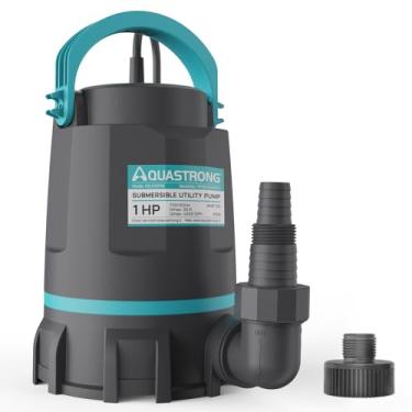 Imagem de Aquastrong Bomba de depósito 1 HP 4500 GPH bomba de água submersível termoplástico portátil bomba utilitária remoção de água de alto fluxo para piscina jardim lagoa porão janela poços com cabo de