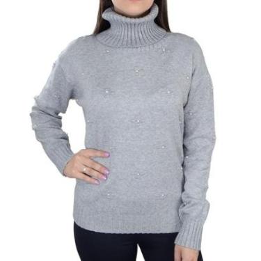 Imagem de Blusa Feminina Facinelli By Mooncity Tricot Gola Alta Cinza - 650954-Feminino