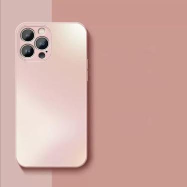 Imagem de Capa de telefone de vidro fosco AG com proteção total de lente para iPhone 15 14 Pro Max 11 12 13 Pro XS XR 7 8Plus Capa fosca temperada líquida, rosa, para iPhone 14 ProMax