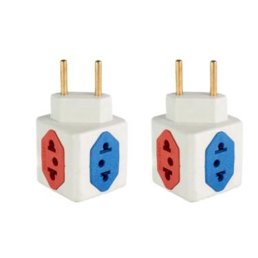 Imagem de Kit com 2 Adaptador De Tomada Benjamim Power Cubo Com 4 Entradas Multiplicador de Tomadas 10A 20A T - Bivolt 110v 220v
