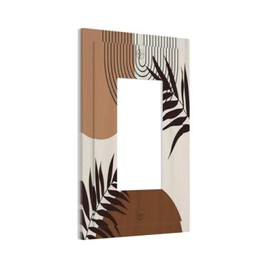 Imagem de Mid Century Black Sun Boho Leaf 1 Gang Rocker Light Switch Covers Decora Única Placa de Parede Placa Frontal GFCI para Cozinha, Quarto, Banheiro, Decoração