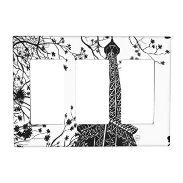 Imagem de Central Park Paris Effiel Tower 3 interruptores de luz decorativa tripla decorativa placa de parede interruptor elétrico tomada placa frontal para banheiro cozinha tamanho padrão