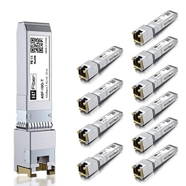 Imagem de H!Fiber Pacote com 10 transceptores 10 Gb SFP+ RJ45, módulo de cobre Ethernet 10Gbase-T SFP+ suporta 10G/5G/2,5G, CAT.6a/7, 30m, para Cisco SFP-10G-T-S, Ubiquiti UF-RJ45-10G, UniFi, TP-Link, Fortinet