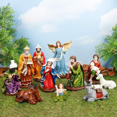 Imagem de Presepio Natalino 20cm Enfeite Decorativo 11 Peças Resina Decoração