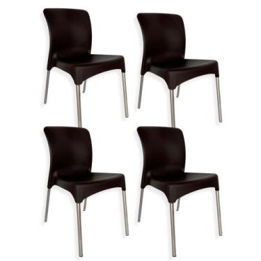 Imagem de Kit 4 Cadeiras de Plástico Metal Jardim Área Externa  - Injeplastec, M